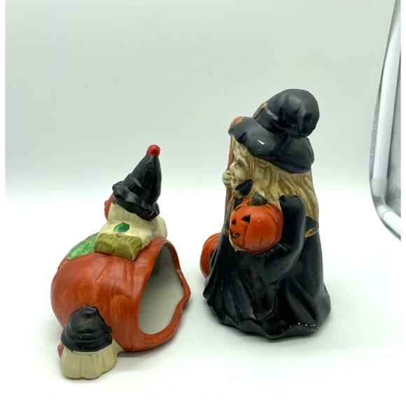 Vintage Halloween Ceramic votive  set of‎ two witch and pumpkin - Picture 5 of 6